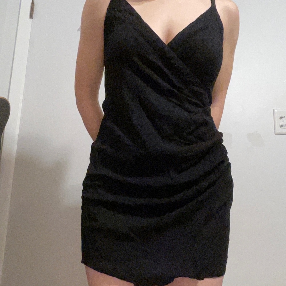 Sort black wrap dress